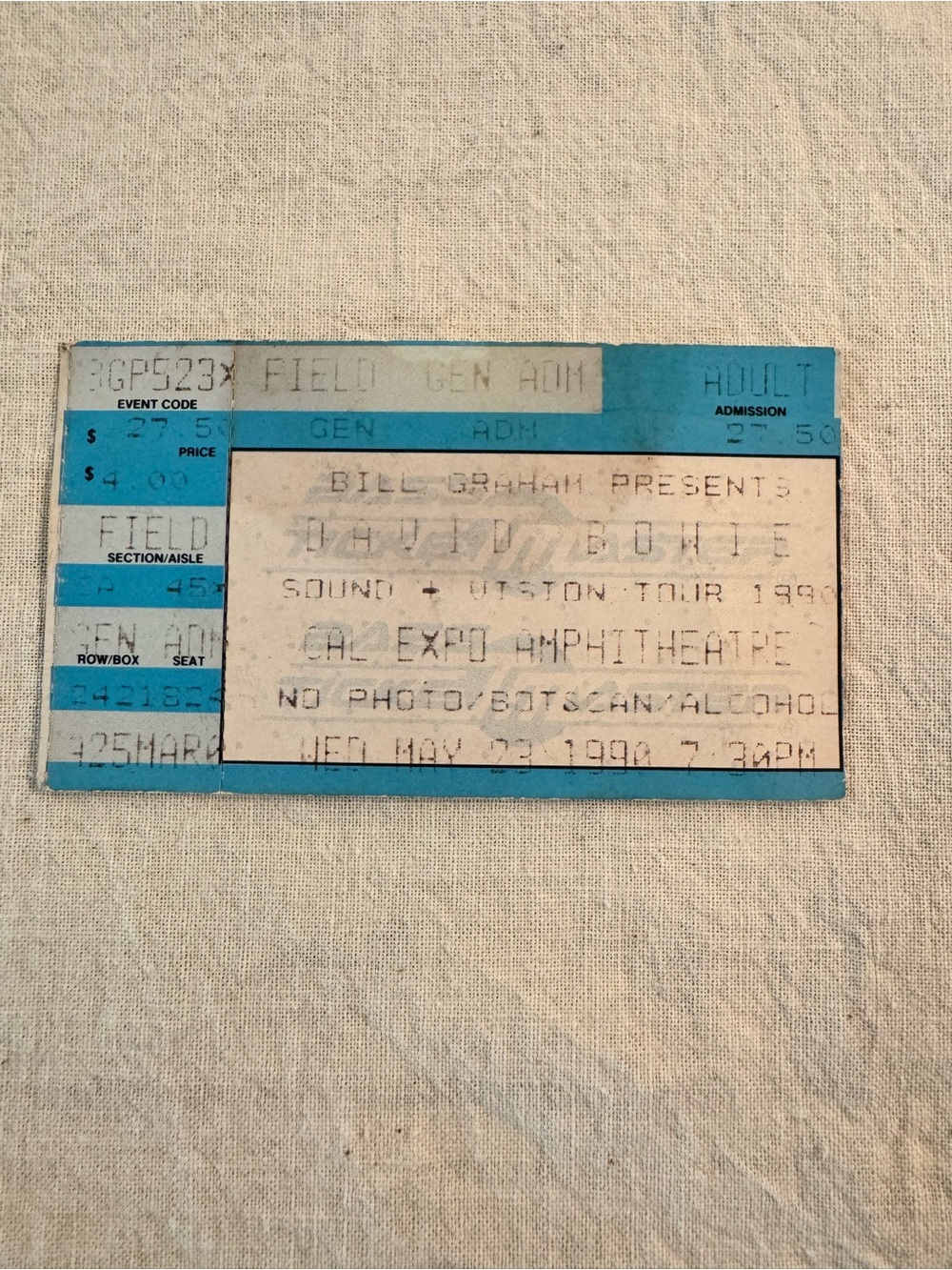 Vintage 1990 David Bowie Sound + Vision Tour Concert Memorabilia Sacramento
